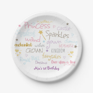 PRINCESS Words Cute Birthday Party Plates