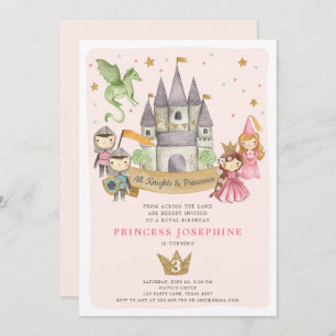 Princesses and Knights Girl Birthday Invitation