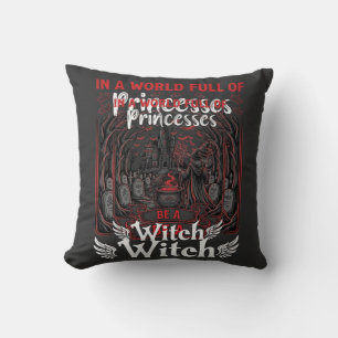 Princesses Be Witch Halloween Castle Cauldron Grav Cushion
