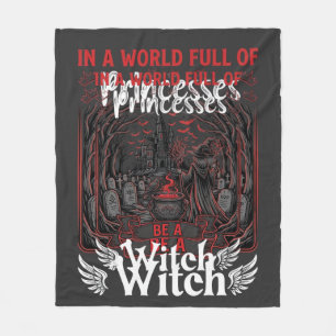 Princesses Be Witch Halloween Castle Cauldron Grav Fleece Blanket