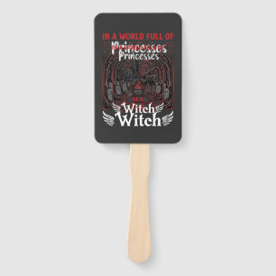 Princesses Be Witch Halloween Castle Cauldron Grav Hand Fan