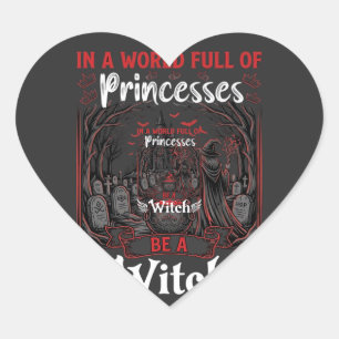 Princesses Be Witch Halloween Castle Cauldron Grav Heart Sticker