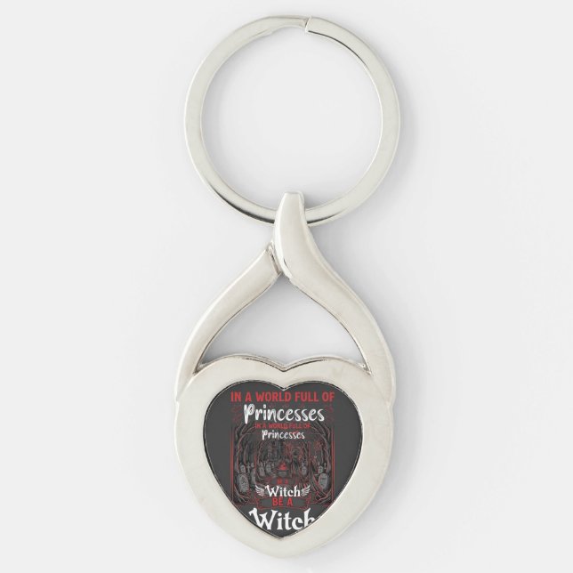 Princesses Be Witch Halloween Castle Cauldron Grav Key Ring (Front)