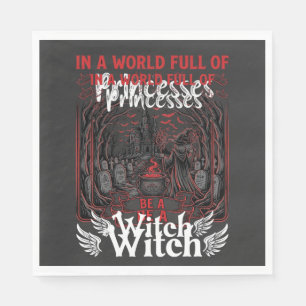 Princesses Be Witch Halloween Castle Cauldron Grav Napkin