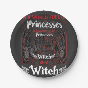 Princesses Be Witch Halloween Castle Cauldron Grav Paper Plate
