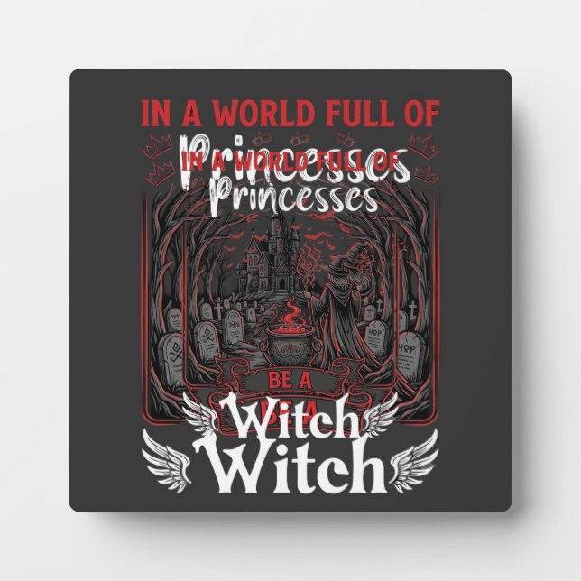 Princesses Be Witch Halloween Castle Cauldron Grav Plaque (Front)