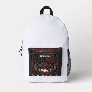 Princesses Be Witch Halloween Castle Cauldron Grav Printed Backpack