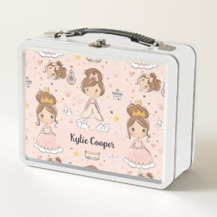 Princesses & Hearts Soft Pastels Kids' Metal Lunch Box