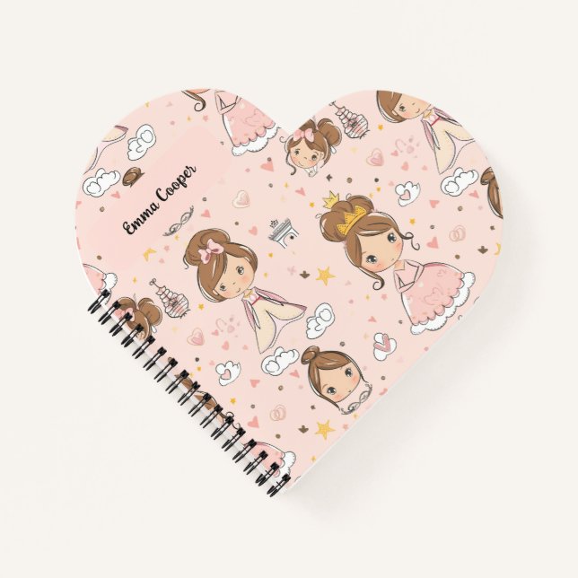 Princesses & Hearts Soft Pastels Kids' Notebook (Front)