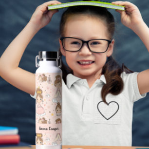 Princesses & Hearts Soft Pastels Kids' Water Bottle