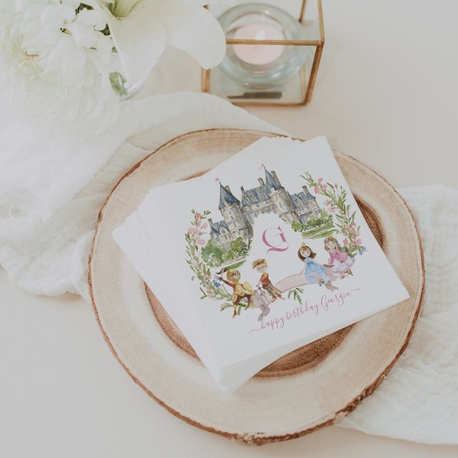 Princesses, Knights & Dragons Fairy Tale Birthday Napkin (Creator Uploaded)