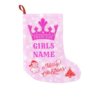 Princesses, Princess Crown pink Small Christmas Stocking