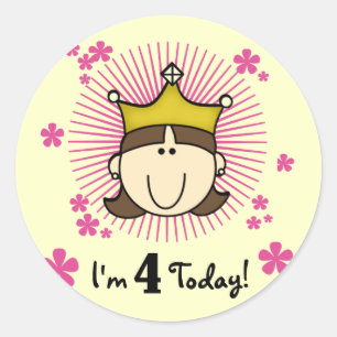 Princesss 4th Birthday Tshirts and Gifts Classic Round Sticker