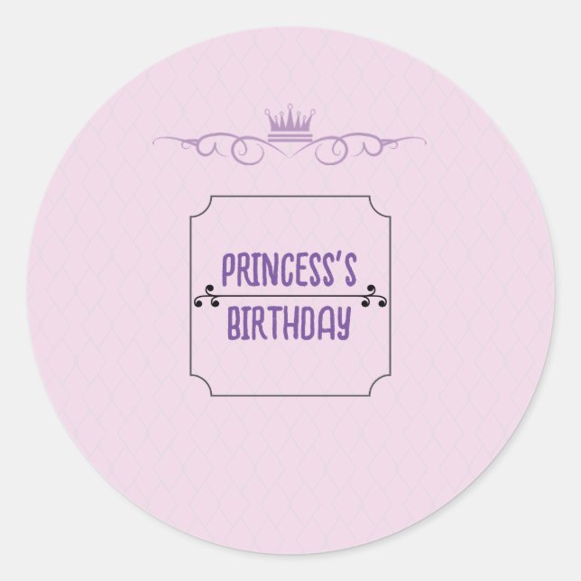 Princess's Birthday Classic Round Sticker (Front)