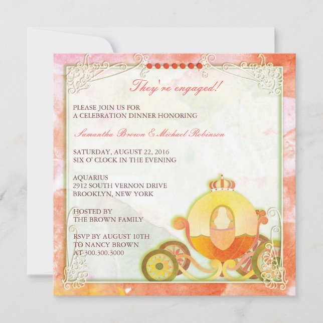 Princess's Carriage: Engagement Invitations (Front)