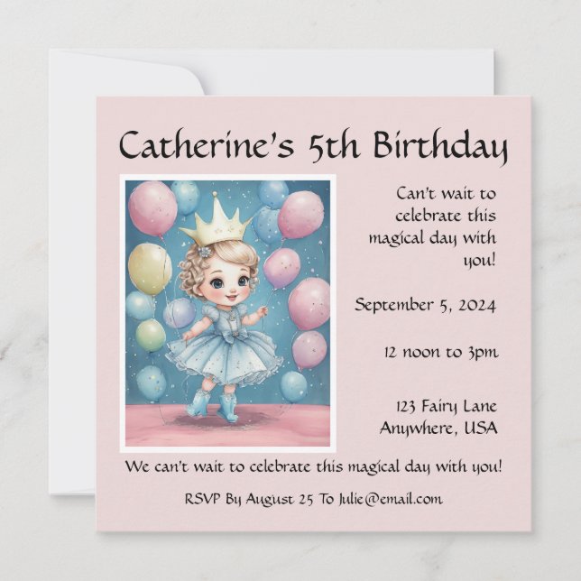Princess's Enchanted Birthday Celebration Invite (Front)