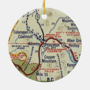 Princeton BC Vintage Map Ceramic Tree Decoration