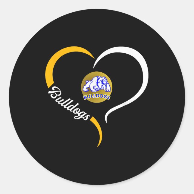 Princeton Bulldogs Logo Half Heart Slogan Hs  Classic Round Sticker (Front)