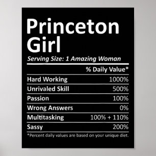 Princeton Girl Nj New Jersey Funny City Home Roots Poster