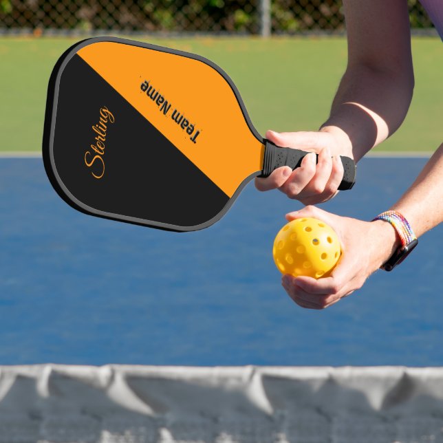 Princeton Orange and Black with Two Text Areas Pickleball Paddle (Insitu)