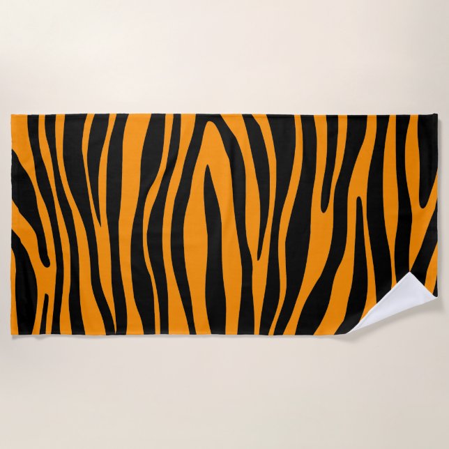 Princeton Orange Zebra Print Beach Towel (Front)