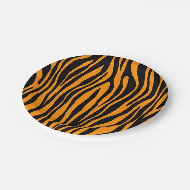 Princeton Orange Zebra Print Paper Plate (Angled)