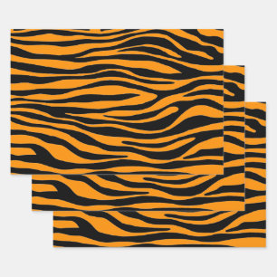Princeton Orange Zebra Print Wrapping Paper Sheet