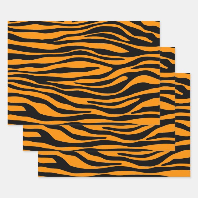 Princeton Orange Zebra Print Wrapping Paper Sheet (Set)