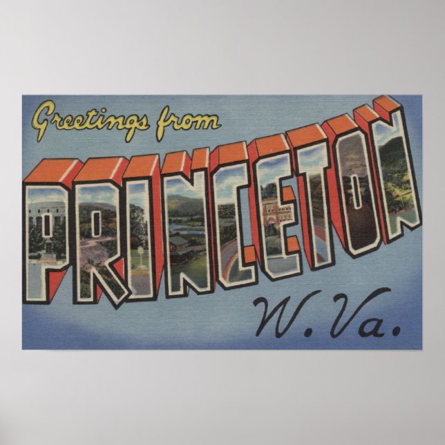 Princeton, West Virginia - Large Letter Scenes Poster (Front)