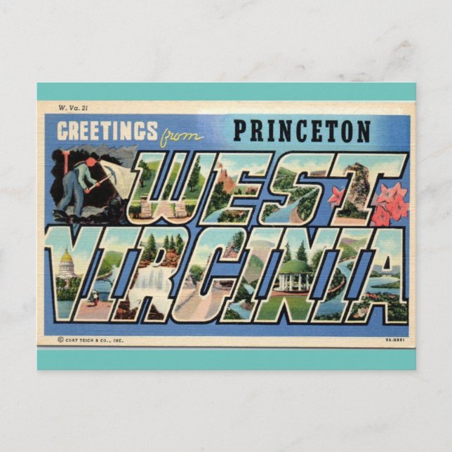 Princeton West Virginia vintage travel Postcard (Front)