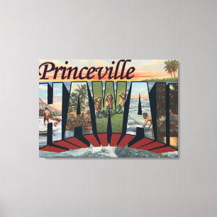 Princeville, Hawaii - Large Letter Scenes Canvas Print