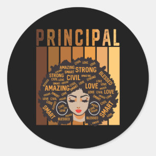 Principal Afro African American Women Black Histor Classic Round Sticker