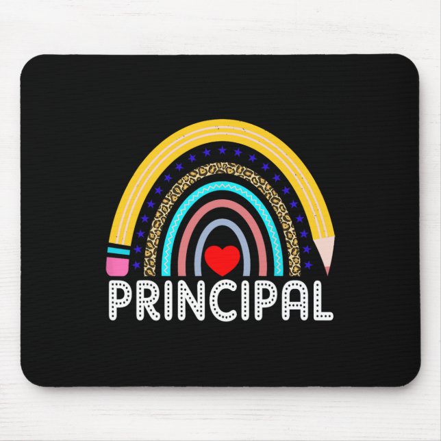 Principal Boho Rainbow Leopard Back To School Prin Mouse Mat (Front)