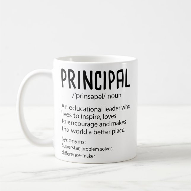 Principal Definition Funny Gift for Teacher Coffee Mug (Left)