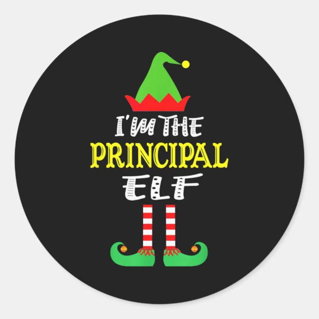 Principal Elf Matching Family Group Christmas  Classic Round Sticker (Front)