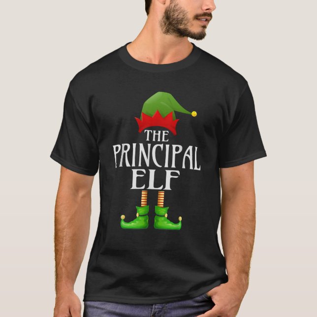 Principal Elf Xmas Funny Family Matching Christmas T-Shirt (Front)