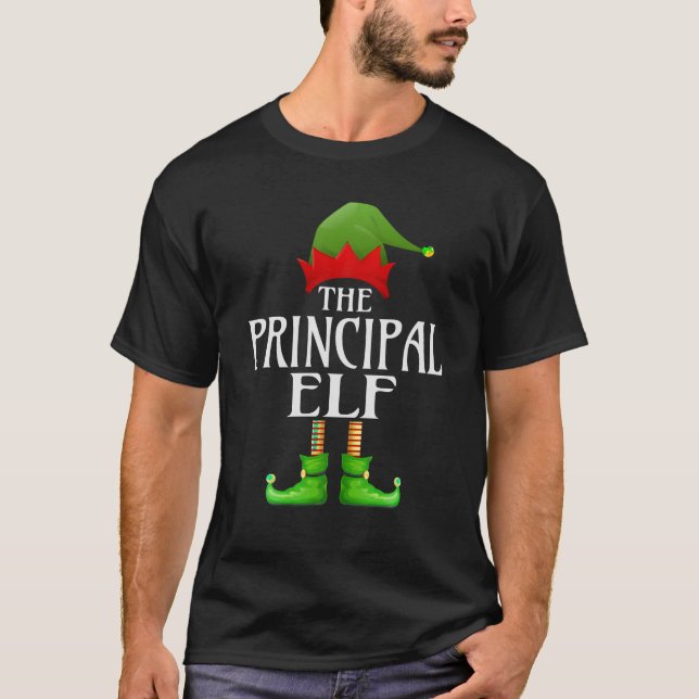Principal Elf Xmas Funny Family Matching Christmas T-Shirt (Front)