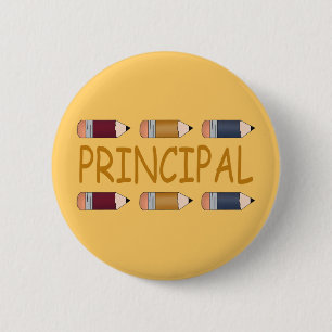 Principal Gift With Pencil Border 6 Cm Round Badge