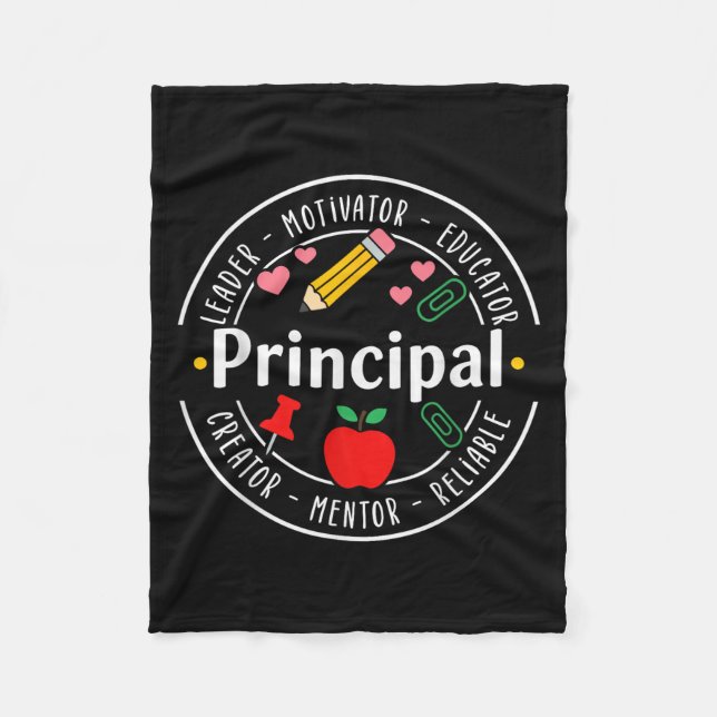 Principal Leader Motivator First Day Back To Schoo Fleece Blanket (Front)