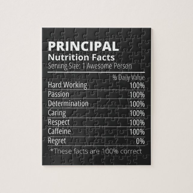 Principal Nutrition Facts Funny Jigsaw Puzzle (Vertical)