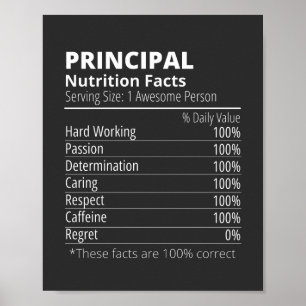 Principal Nutrition Facts Funny Poster