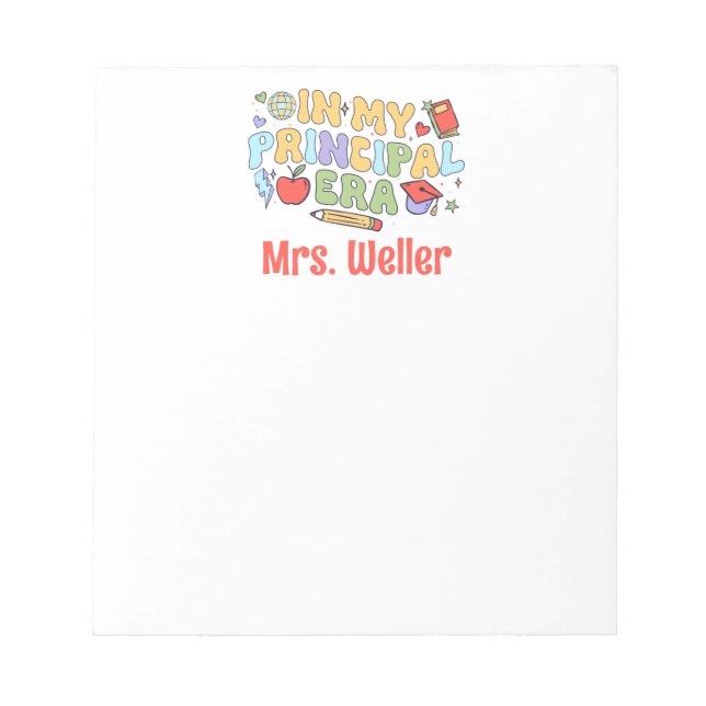 Principal Personalised Retro Back to school Era Notepad (Front)