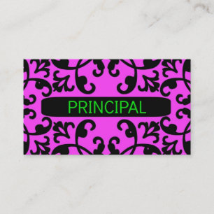 Principal Pink Damask Business Card