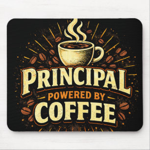 Principal Powered by Coffee Funny Admin Gift Mouse Mat