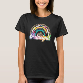 Principal Rainbow Leopard  School Principal T-Shirt