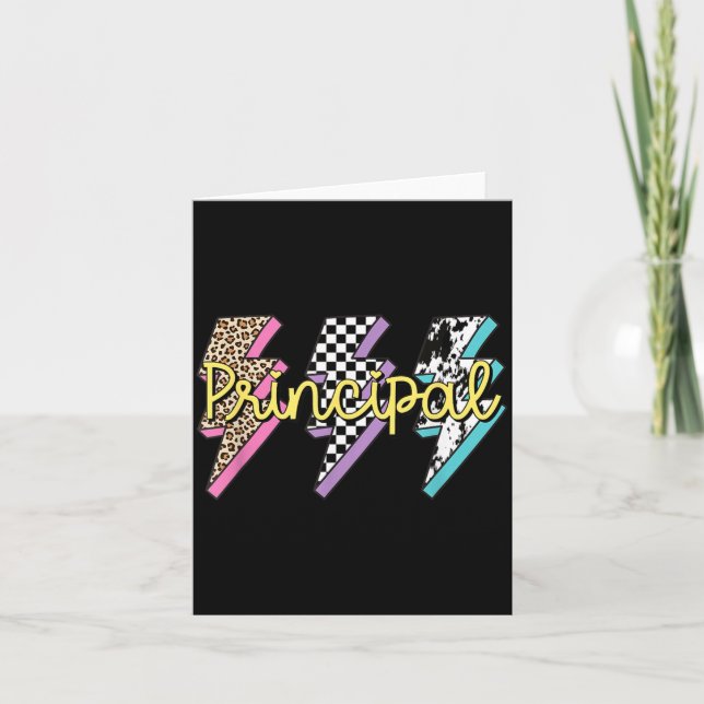 Principal Retro 80s 90s Leopard Print Lightening Card (Front)