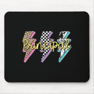 Principal Retro 80s 90s Leopard Print Lightening Mouse Mat