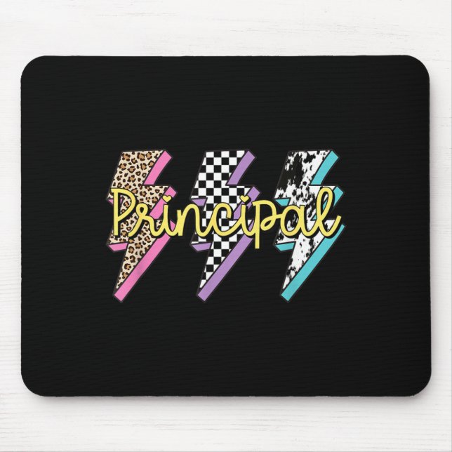 Principal Retro 80s 90s Leopard Print Lightening Mouse Mat (Front)