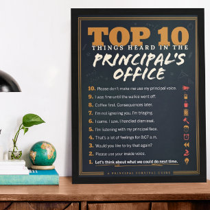 Principal Top 10 Funny Office Sayings Poster