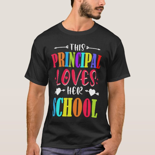 Principal Valentines Day  Hearts Loves Her School T-Shirt (Front)
